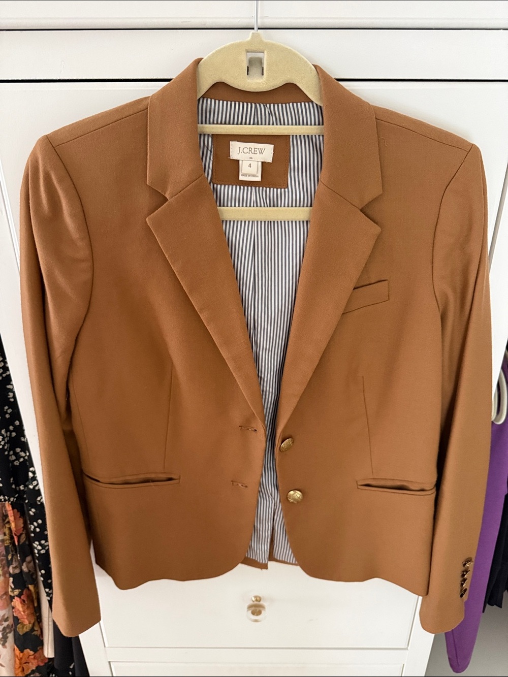 J. Crew Women's Camel Blazer with Gold Buttons